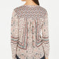 Top feminino estilo &amp; co com estampa de cachecol pequeno, estilo camponês, bege, tamanho PL