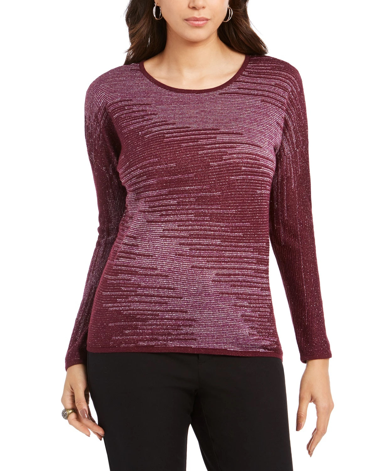Top de malha metálica feminino JM Collection, roxo, tamanho X-G