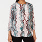 Blusa feminina com meia abertura JM Collection, verde, tamanho extragrande