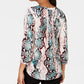 Blusa feminina com meia abertura JM Collection, verde, tamanho extragrande