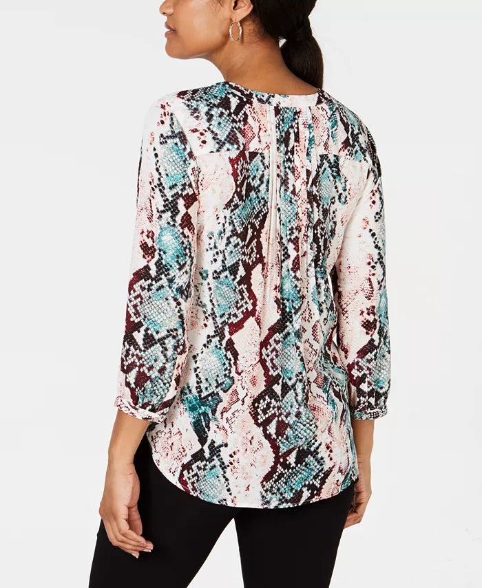 Blusa feminina com meia abertura JM Collection, verde, tamanho extragrande