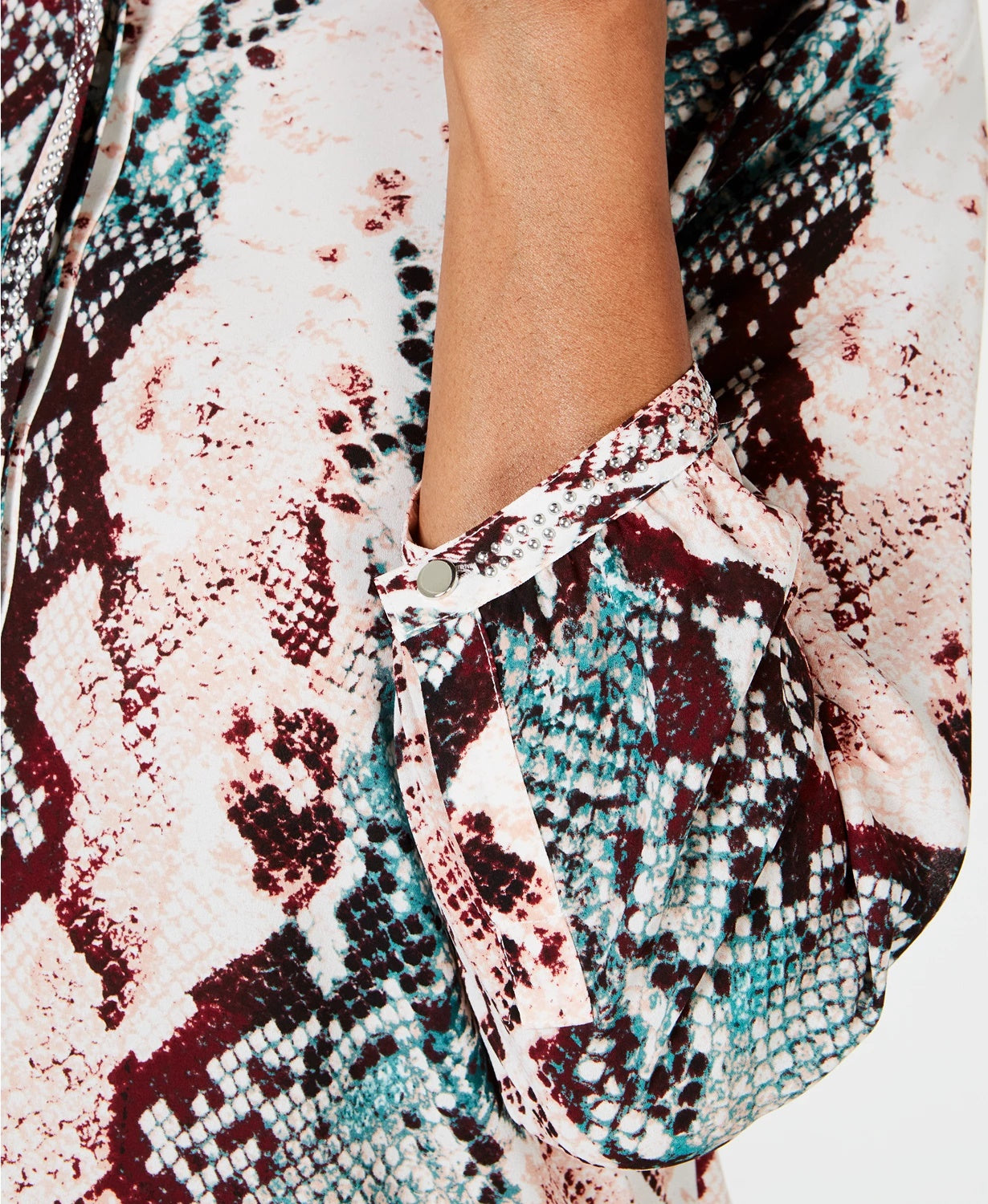 Blusa feminina com meia abertura JM Collection, verde, tamanho extragrande