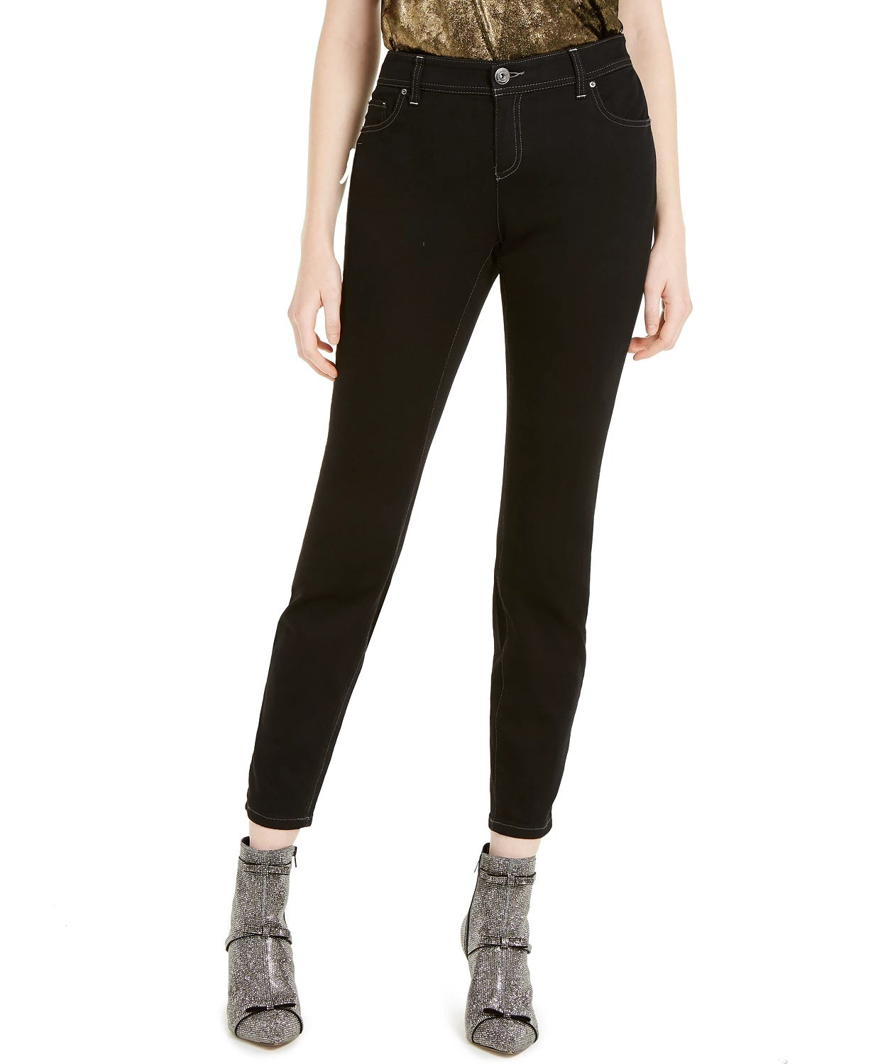 Calça jeans skinny feminina Petite Skinny da INC International Concepts, preta, tamanho 0 P