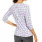 Karen Scott Blusa Henley Feminina Estampada Petite Manga 3/4 Cinza Tamanho PL