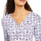 Karen Scott Blusa Henley Feminina Estampada Petite Manga 3/4 Cinza Tamanho PL