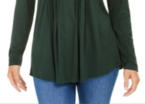 Blusa feminina de manga comprida estilo &amp; co, verde, tamanho extragrande