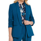 Blazer feminino DKNY Petite Open com manga franzida, azul, tamanho 10 P
