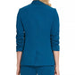 Blazer feminino DKNY Petite Open com manga franzida, azul, tamanho 10 P