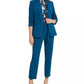 Blazer feminino DKNY Petite Open com manga franzida, azul, tamanho 10 P
