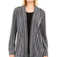 Cardigan metálico feminino JM Collection Petite com aparência em camadas, preto, tamanho Petite X-Large