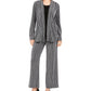 Cardigan metálico feminino JM Collection Petite com aparência em camadas, preto, tamanho Petite X-Large