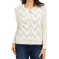 Cardigan feminino Charter Club Petite Chevron com estampa metálica e fios brancos, tamanho P