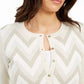 Cardigan feminino Charter Club Petite Chevron com estampa metálica e fios brancos, tamanho P