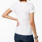 Camiseta feminina Tommy Hilfiger de algodão com decote redondo, branca, tamanho XS