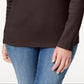 Karen Scott Blusa Feminina de Algodão com Gola Henley Marrom Tamanho Pequeno