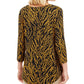 JM Collection Top feminino estampado com decote redondo, preto, tamanho pequeno