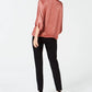 Blusa feminina Alfani Petite Washed Satin Dolman com manga bolha, rosa, tamanho pequeno pequeno