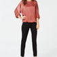 Blusa feminina Alfani Petite Washed Satin Dolman com manga bolha, rosa, tamanho pequeno pequeno