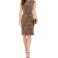 Vestido tubinho feminino Vince Camuto com listras metálicas de animais, bege, tamanho 8