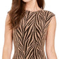 Vestido tubinho feminino Vince Camuto com listras metálicas de animais, bege, tamanho 8