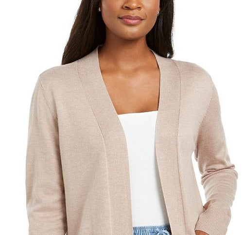Karen Scott Cardigan Feminino com Bolso Frontal Aberto Marrom Tamanho Médio