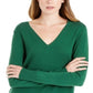 Suéter feminino Maison Jules com decote em V, verde, tamanho XX-G