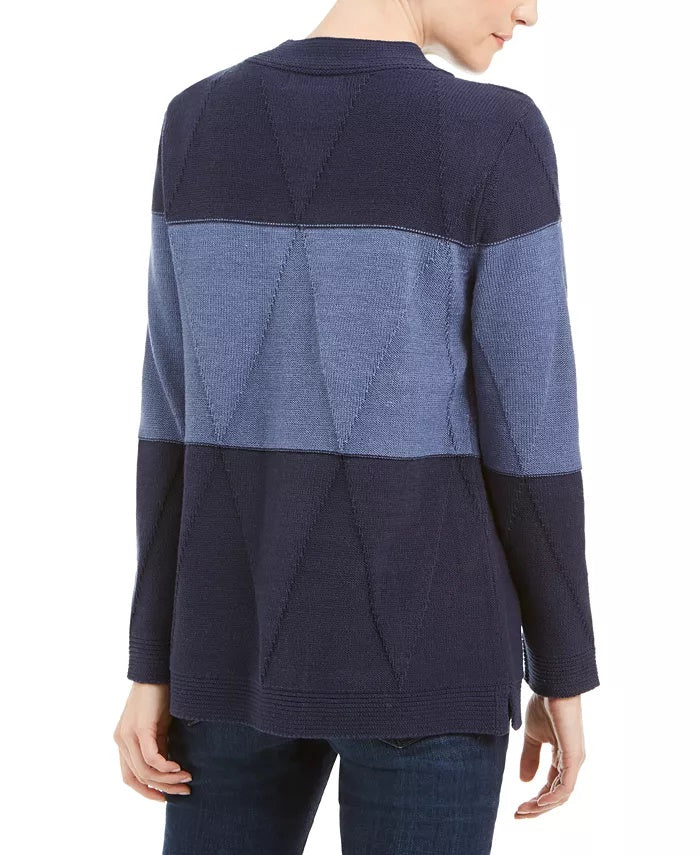 Karen Scott Suéter Feminino Grace Colorblocked Azul Tamanho Grande