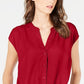 INC International Concepts Top feminino com frente torcida, vermelho, tamanho pequeno, extragrande