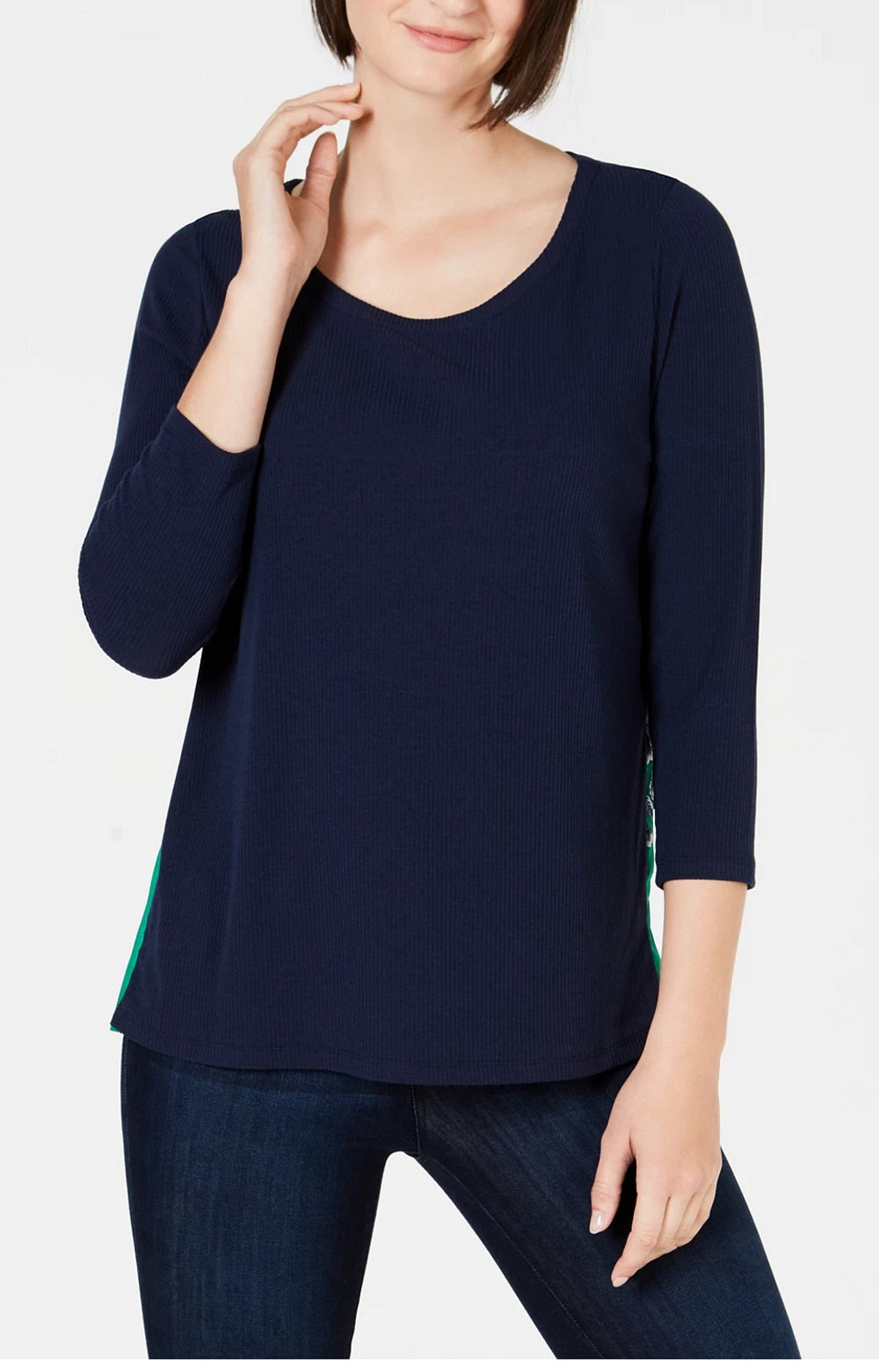 Top feminino com pregas nas costas, azul, tamanho pequeno, M