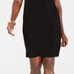 Vestido assimétrico sem mangas feminino JM Collection, preto, tamanho PL