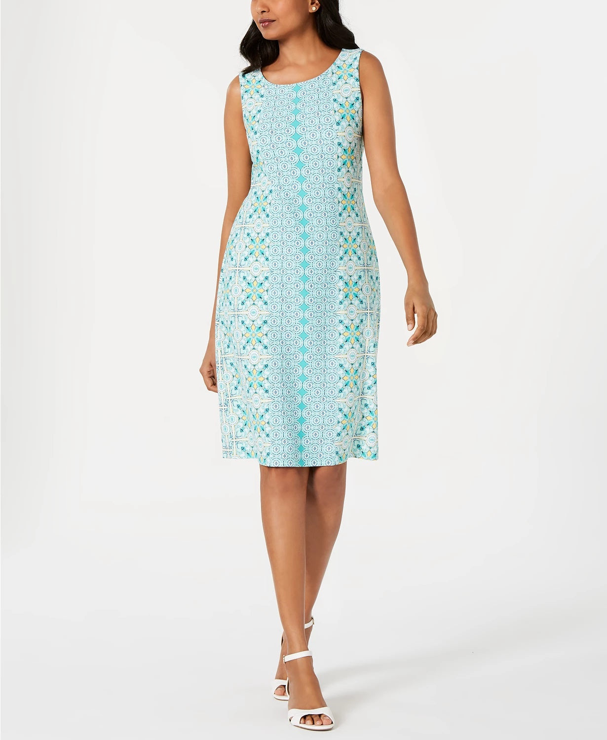 Vestido estampado feminino Charter Club Petite azul tamanho Petit