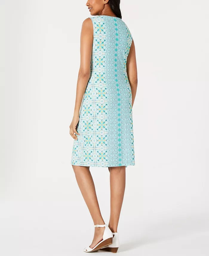 Vestido estampado feminino Charter Club Petite azul tamanho Petit