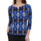Blusa Calvin Klein Feminina Manga 3/4 Azul Brilhante Tamanho Grande