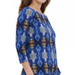Blusa Calvin Klein Feminina Manga 3/4 Azul Brilhante Tamanho Grande