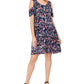 Vestido feminino estilo &amp; co com estampa de ombro vazado, azul marinho, tamanho extrapequeno