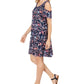 Vestido feminino estilo &amp; co com estampa de ombro vazado, azul marinho, tamanho extrapequeno