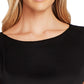Blusa feminina Vince Camuto com ombros estendidos e cintura marcada, preta, tamanho M
