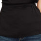 Blusa feminina Vince Camuto com ombros estendidos e cintura marcada, preta, tamanho M
