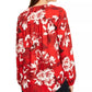 INC International Concepts Top feminino com sobrepeliz floral pequeno, vermelho, tamanho pequeno extragrande