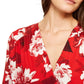 INC International Concepts Top feminino com sobrepeliz floral pequeno, vermelho, tamanho pequeno extragrande