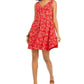 Vestido feminino estampado com costas cruzadas Style &amp; Co, vermelho brilhante, tamanho X-S