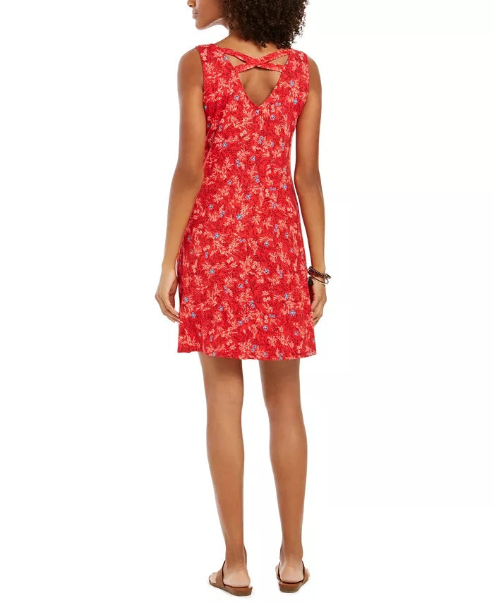 Vestido feminino estampado com costas cruzadas Style &amp; Co, vermelho brilhante, tamanho X-S