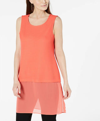 Túnica Alfani Feminina Petite Layered-Look Média Vermelha Tamanho Petite Pequeno-Médio