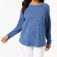 Karen Scott Suéter feminino de algodão com bainha curva, tamanho P, azul