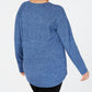 Karen Scott Suéter feminino de algodão com bainha curva, tamanho P, azul