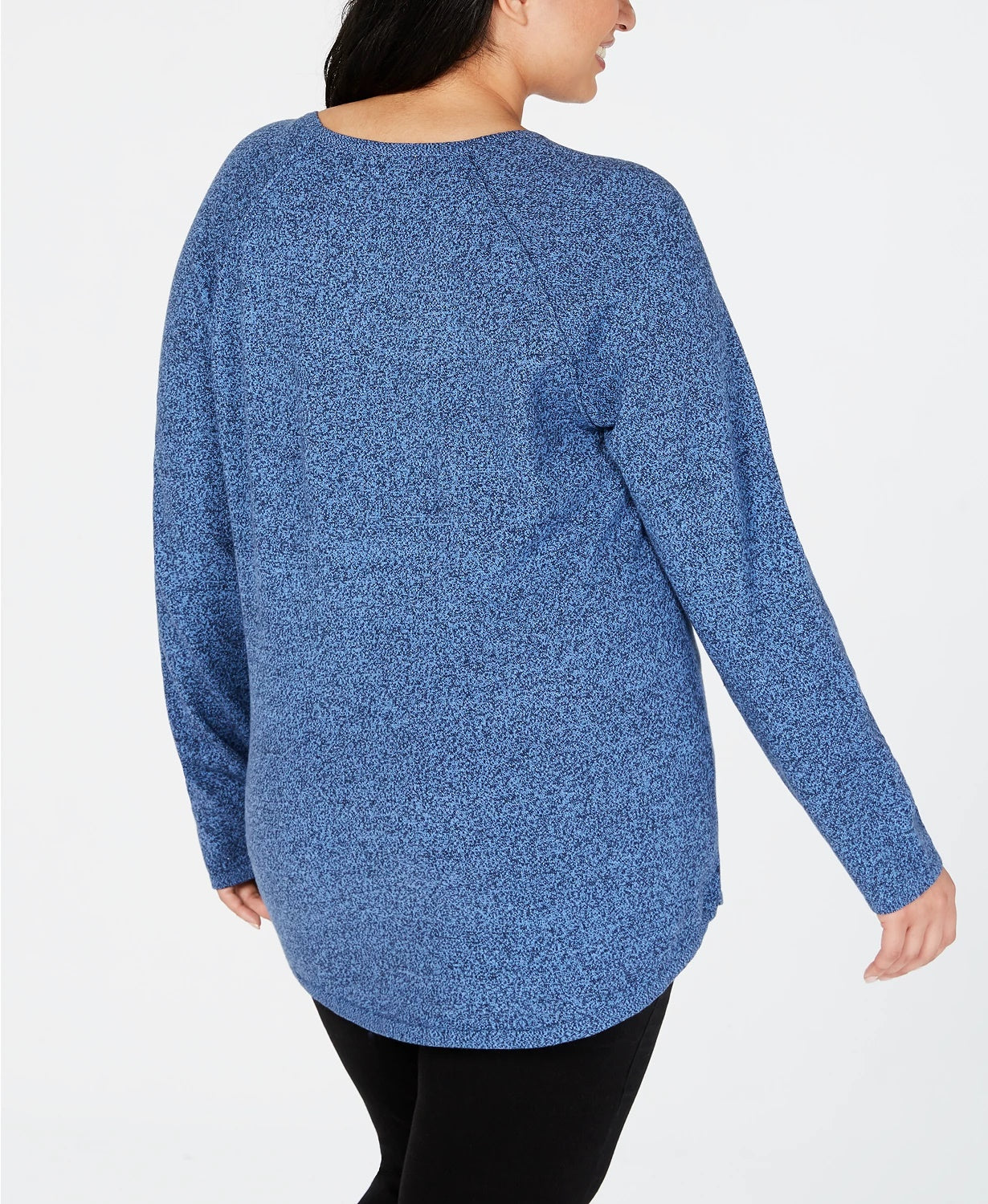 Karen Scott Suéter feminino de algodão com bainha curva, tamanho P, azul
