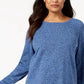 Karen Scott Suéter feminino de algodão com bainha curva, tamanho P, azul