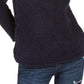 Camiseta feminina estilo &amp; co com pele sintética lisa, manga comprida, gola alta, suéter azul, tamanho pequeno grande