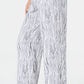 Calça feminina estampada com cordão e pregas JM Collection, branca, tamanho XX-G
