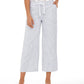 Calça cropped feminina de linho listrada Style &amp; Co, tamanho médio, azul marinho